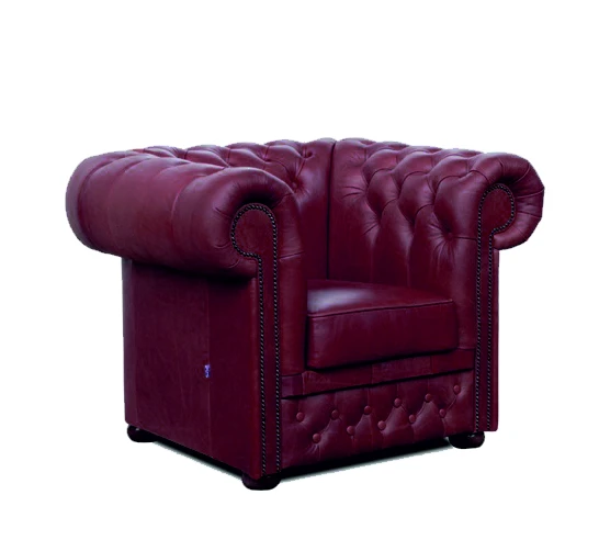 Křeslo Chesterfield Lord 1 kůže bordó