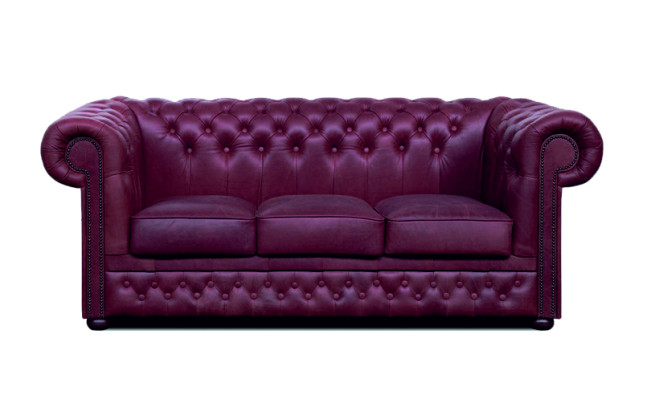 Pohovka Chesterfield Lord 3 kůže bordó