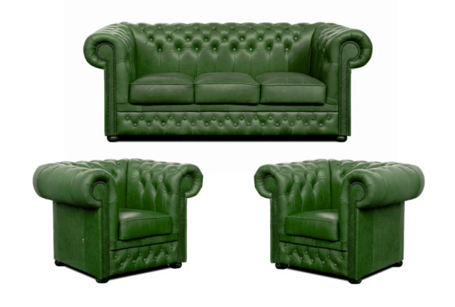 Sedací souprava Chesterfield Lord 3+1+1 kůže zelená