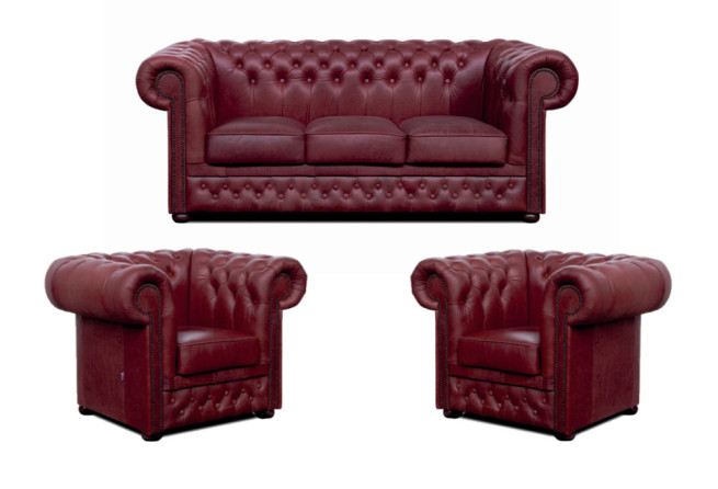 Sedací souprava Chesterfield Lord 3+1+1 kůže bordó