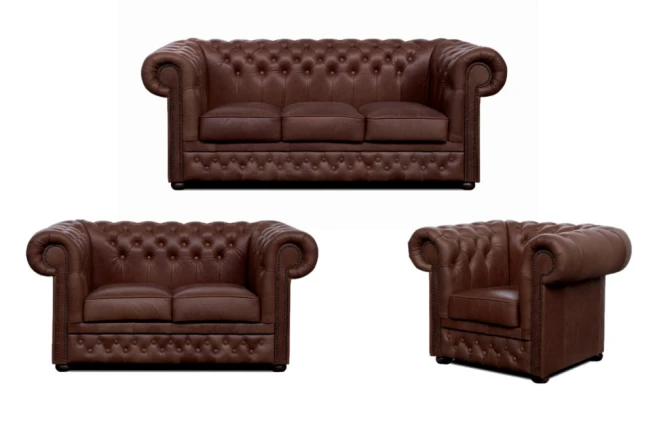 Sedací souprava Chesterfield Lord 3+2+1 kůže hnědá