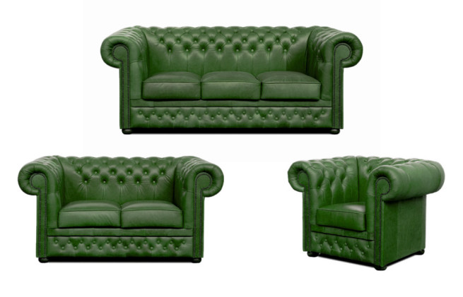 Sedací souprava Chesterfield Lord 3+2+1 kůže zelená