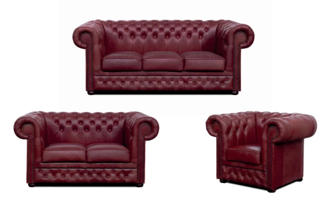 Sedací souprava Chesterfield Lord 3+2+1 kůže bordó