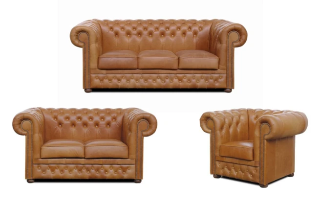 Sedací souprava Chesterfield Lord 3+2+1 kůže koňak