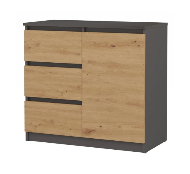Komoda Malvína 1D3S antracit/dub artisan