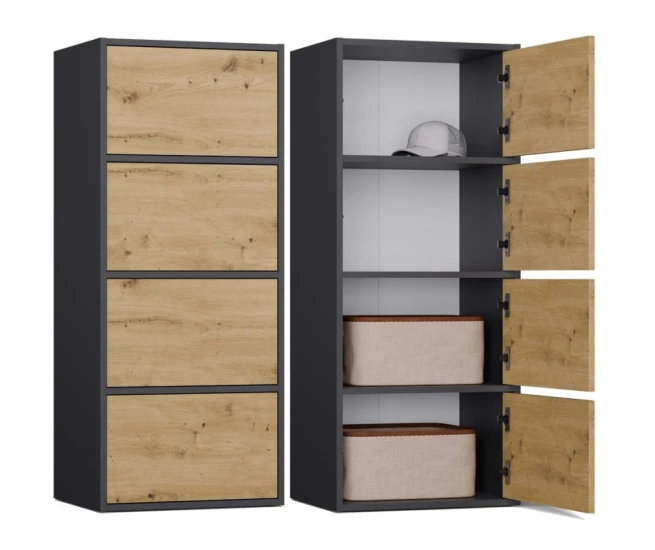 Komoda Almona 4D antracit/dub artisan