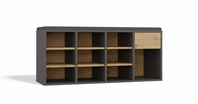 Botník se sedákem Tazin antracit/dub artisan