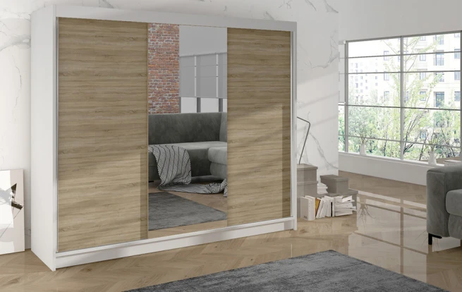 Skříň Debora I 200 - bílá/dub sonoma