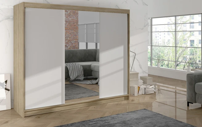 Skříň Debora I 200 - dub sonoma/bílá