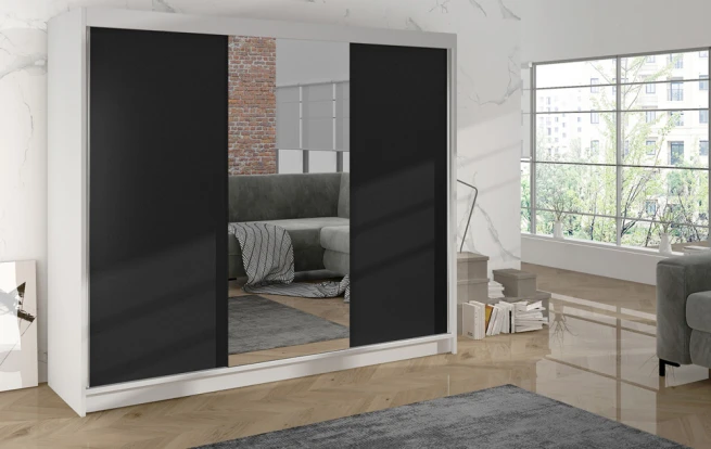 Skříň Debora I 200 - bílá/černá