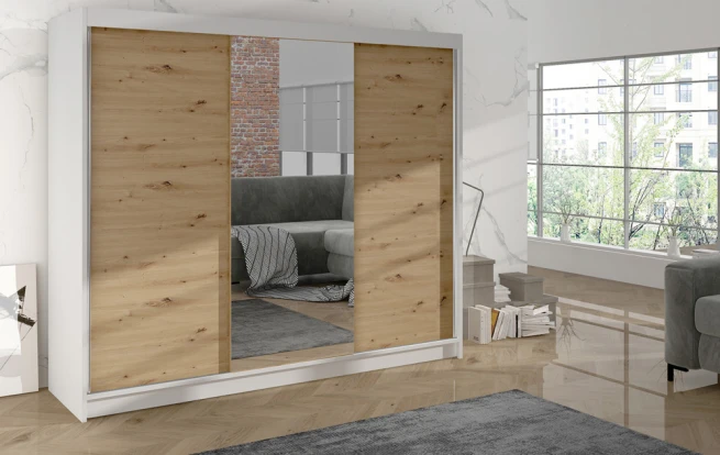 Skříň Debora I 200 - bílá/dub artisan