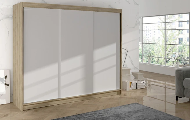 Skříň Debora II 200 - dub sonoma/bílá