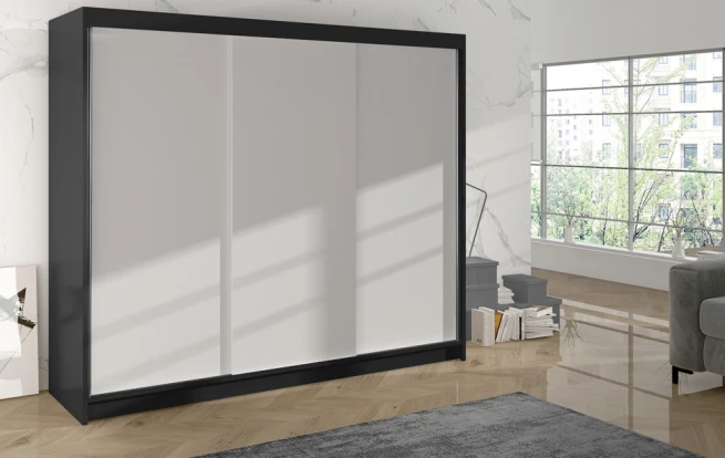 Skříň Debora II 200 - černá/bílá