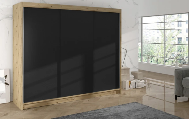 Skříň Debora II 200 - dub artisan/černá