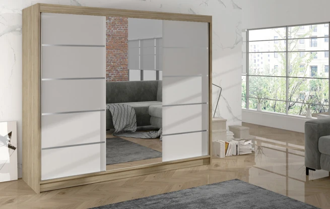 Skříň Debora VI 200 - dub sonoma/bílá