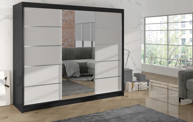 Skříň Debora VI 200 - černá/bílá