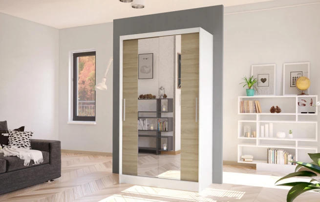 Skříň Kosta II 100 - bílá/dub sonoma