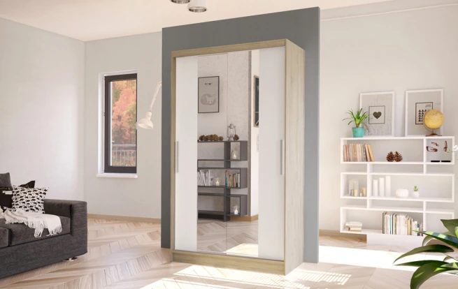 Skříň Kosta II 100 - dub sonoma/bílá