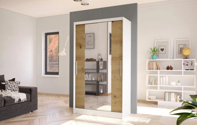 Skříň Kosta II 100 - bílá/dub artisan