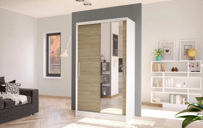 Skříň Kosta VI 100 - bílá/dub sonoma