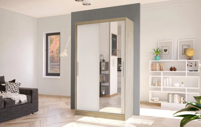 Skříň Kosta VI 100 - dub sonoma/bílá