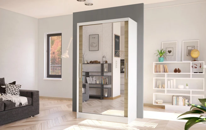 Skříň Kosta VII 100 - bílá/dub sonoma