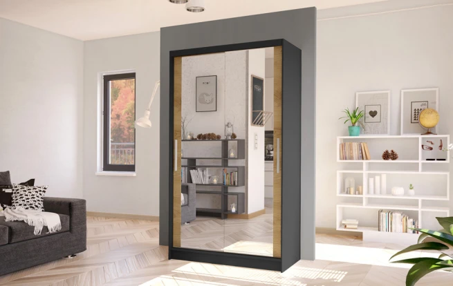 Skříň Kosta VII 100 - černá/dub artisan