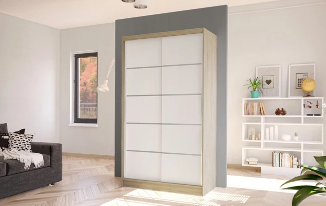 Skříň Diem IV 100 - dub sonoma/bílá