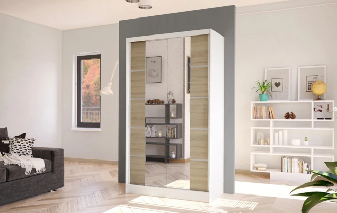 Skříň Diem V 100 - bílá/dub sonoma