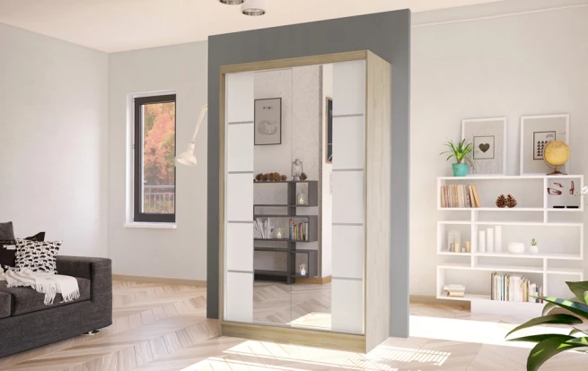 Skříň Diem V 100 - dub sonoma/bílá