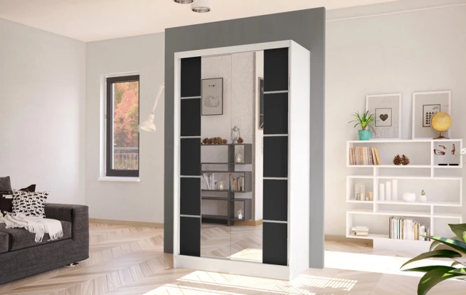 Skříň Diem V 100 - bílá/černá