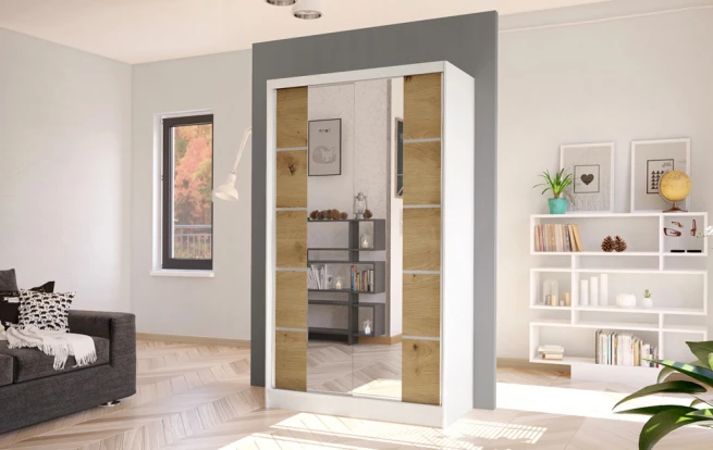 Skříň Diem V 100 - bílá/dub artisan