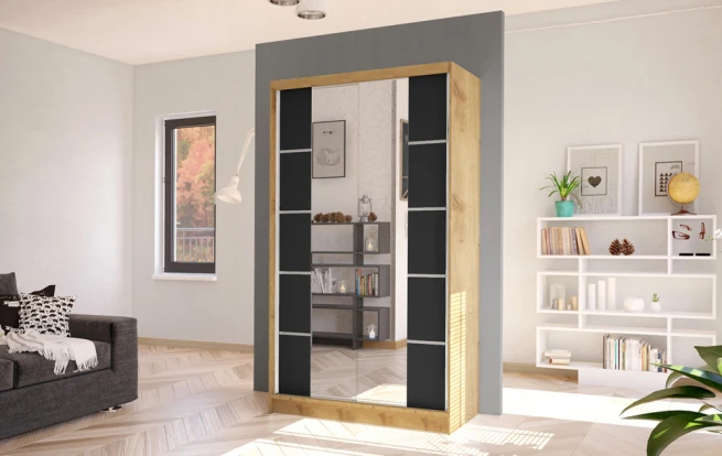 Skříň Diem V 100 - dub artisan/černá