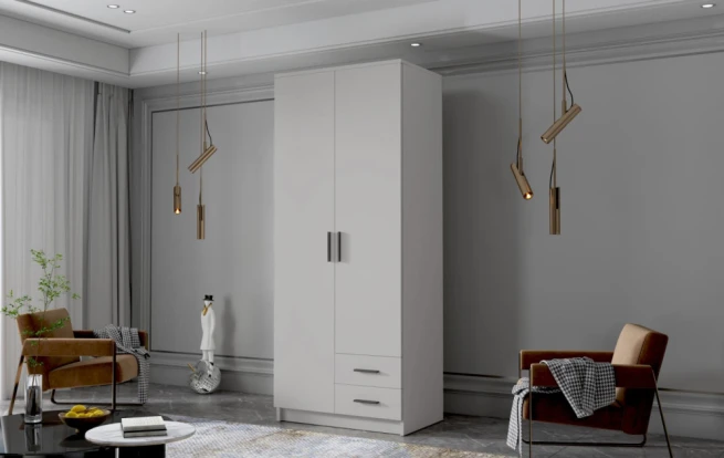 Skříň Arya I 80 - bílá/černé úchytky