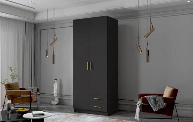 Skříň Arya I 80 - černá/zlaté úchytky