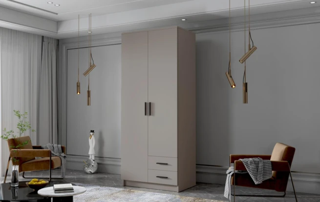 Skříň Arya I 80 - kašmír/černé úchytky