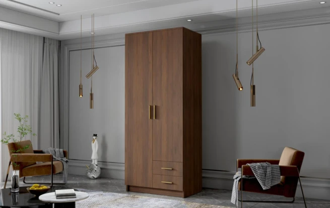 Skříň Arya I 80 - ořech/zlaté úchytky