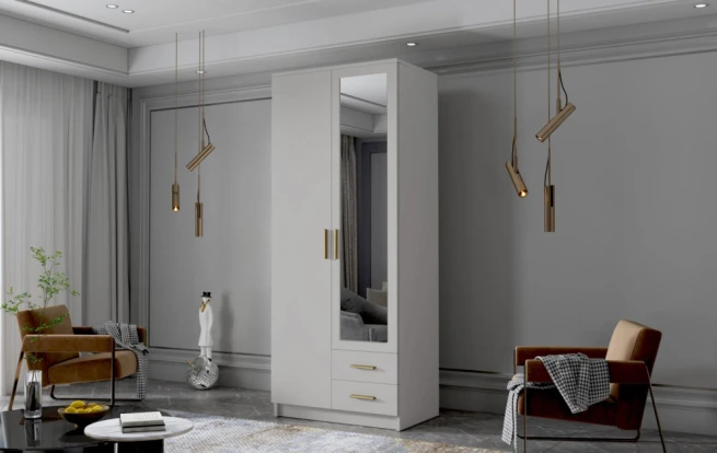 Skříň Arya II 80 - bílá/zlaté úchytky