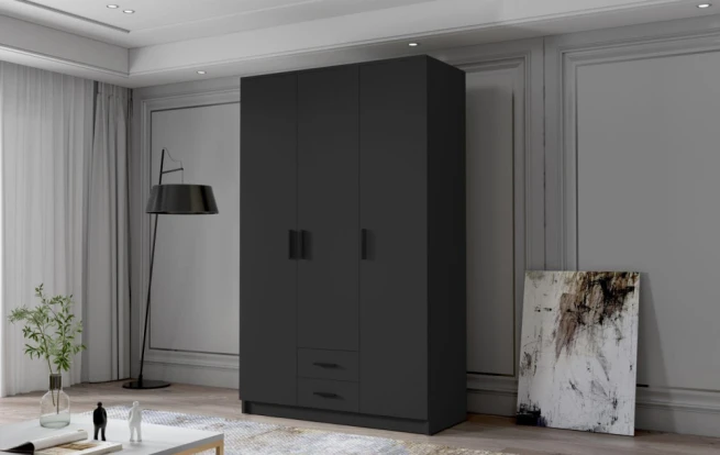 Skříň Arya I 120 - černá/černé úchytky