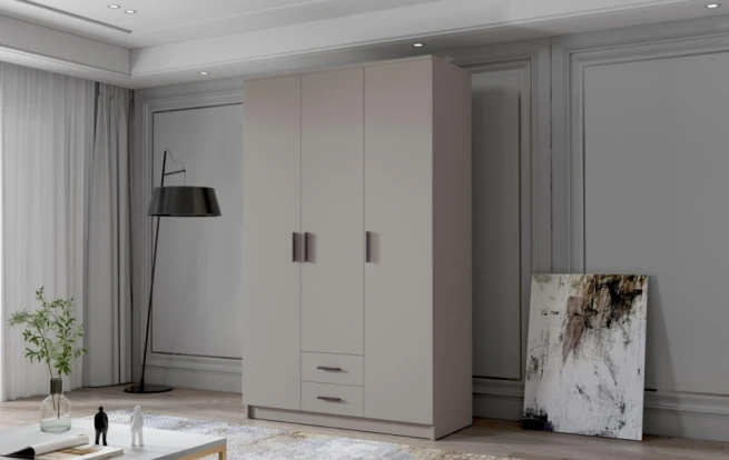 Skříň Arya I 120 - kašmír/černé úchytky