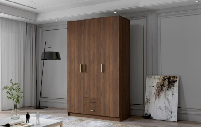 Skříň Arya I 120 - ořech/zlaté úchytky