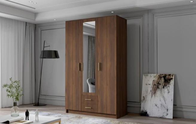 Skříň Arya II 120 - ořech/zlaté úchytky