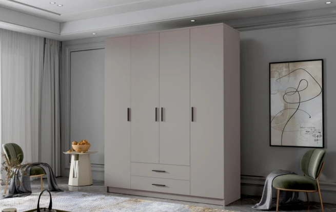 Skříň Arya I 160 - kašmír/černé úchytky