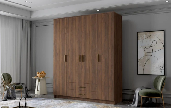 Skříň Arya I 160 - ořech/zlaté úchytky