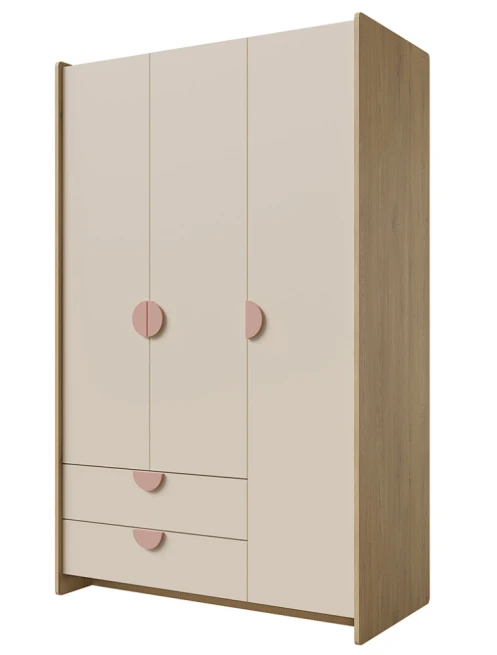 Skříň Leya R1 dub cremona/macadamia/pudrová růžová