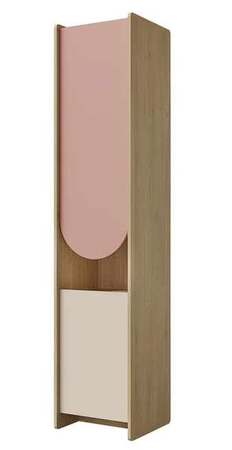 Skříň Leya R4P dub cremona/macadamia/pudrová růžová