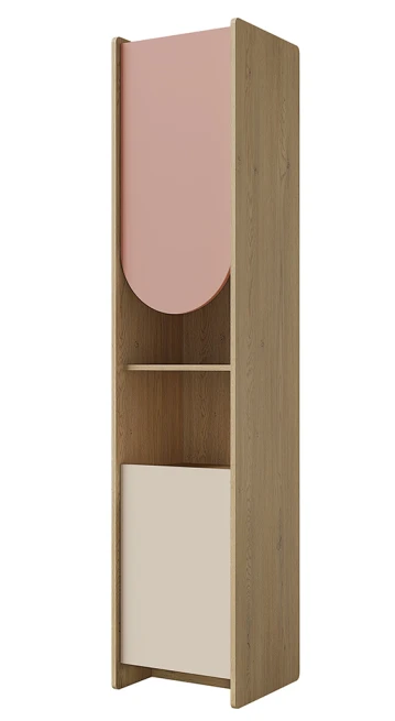 Skříň Leya R5L dub cremona/macadamia/pudrová růžová