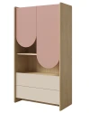Knihovna Leya R6 dub cremona/macadamia/pudrová růžová