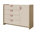Komoda Leya R9 dub cremona/macadamia/pudrová růžová