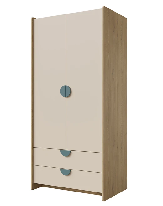 Skříň Leya R2 dub cremona/macadamia/mořská modrá